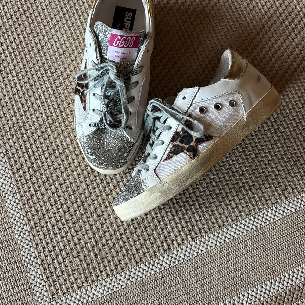 Golden Goose White Silver Sparkle Sneakers - Picture 3 of 7